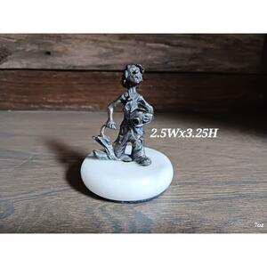 Vintage Pewter Clown on Marble Bass 3.25in